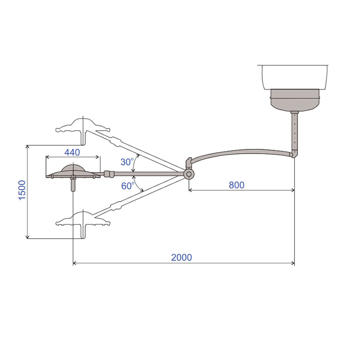 Operationslampa takmonterad med 100 000 lux LED 440mm - Bild 2